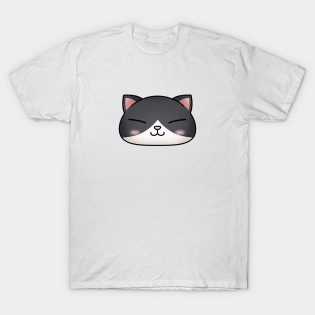 Cute Tuxedo Cat Face T-Shirt by Takeda_Art